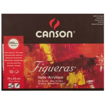 Профессиональная бумага для акрила и масла Canson Figuera  : 19х25см, 290 г/м, склейка 10 листов.