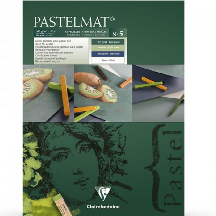 Профессиональная бумага для пастели Clairefontaine : Pastelmat. 24х30 см, 360 г/м, 12л. Зеленая марка №5