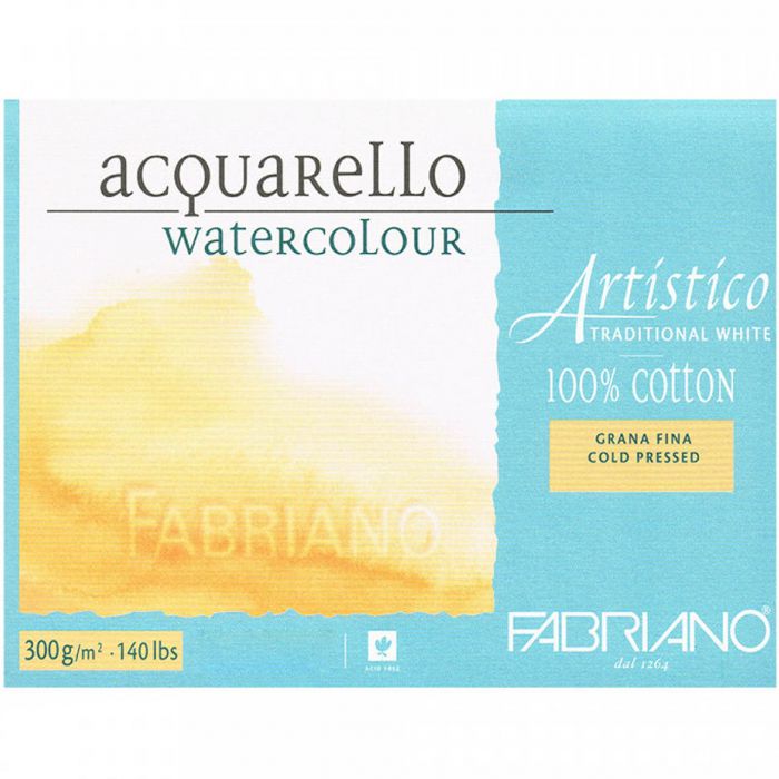 Бумага Fabriano Artistico 300 gsm. 100% хлопок. Склейка 20 листов 23X31 см. Medium / Cold Pressed / Not. Traditional white
