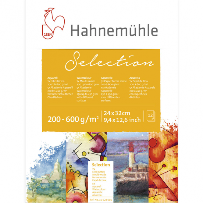 Склейка бумаги для акварели Hahnemuhle Selection 24х32, 12 листов, 200-600 г. 