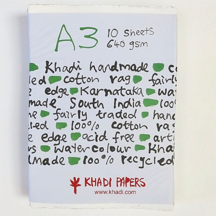 Набор акварельной бумаги KHADI. 100% хлопок Фактура ROUGH, 640 гр. Размер 30х42 см. 10 листов