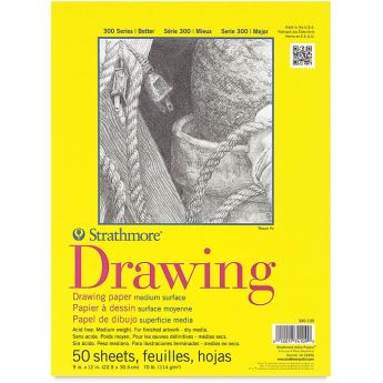 Strathmore бумага для рисунка и графики - Drawing Pad, серия 300, medium, 50 листов, 23 x 31 см, 140 г/м (склейка)