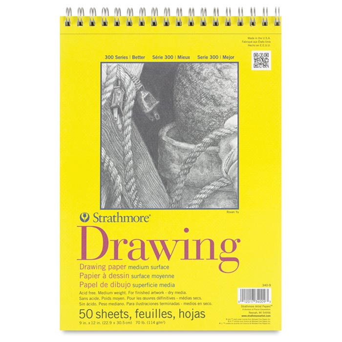 Strathmore бумага для рисунка и графики - Drawing Pad, серия 300, medium, 50 листов, 23 x 31 см, 114 г/м (на спирали)
