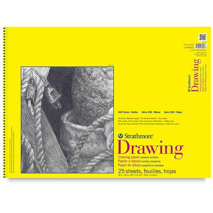 Strathmore бумага для рисунка и графики - Drawing Pad, серия 300, medium, 25 листов, 46 x 61 см, 114 г/м (на спирали)