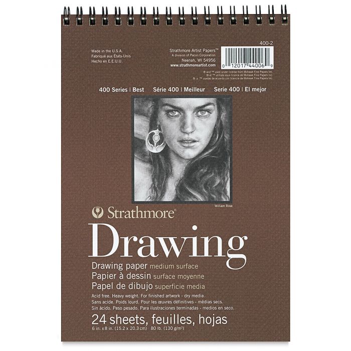 Strathmore бумага для рисунка и графики - Drawing Pad, серия 400, medium, 24 листа, 15 x 20 см, 130 г/м (на спирали)