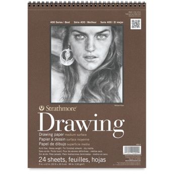 Strathmore бумага для рисунка и графики - Drawing Pad, серия 400, medium, 24 листа, 23 x 31 см, 130 г/м (на спирали)