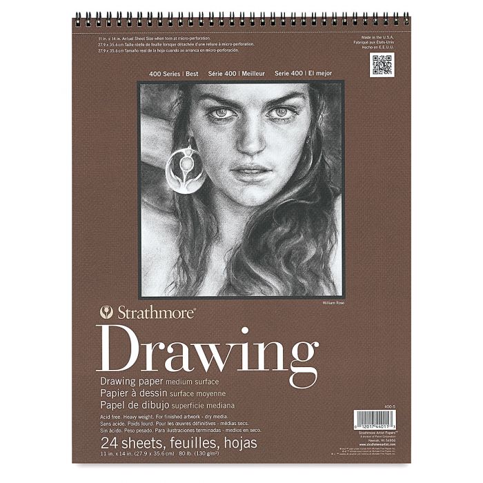 Strathmore бумага для рисунка и графики - Drawing Pad, серия 400, medium, 24 листа, 28 x 36 см, 130 г/м (на спирали)