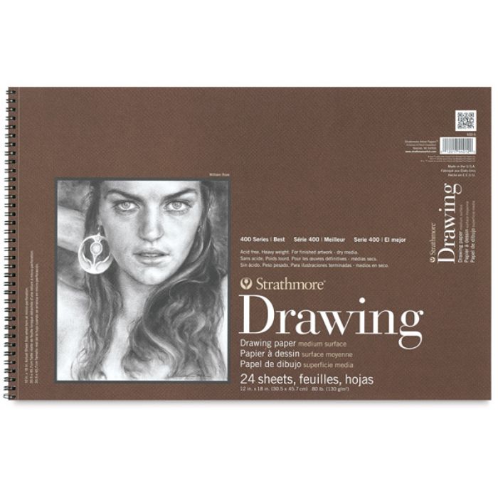 Strathmore бумага для рисунка и графики - Drawing Pad, серия 400, medium, 24 листа, 31 x 46 см, 130 г/м (на спирали)