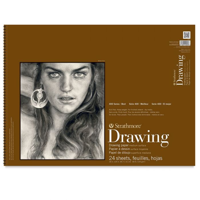Strathmore бумага для рисунка и графики - Drawing Pad, серия 400, medium, 24 листа, 46 x 61 см, 130 г/м (на спирали)