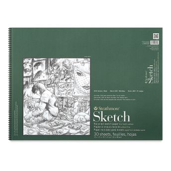 Strathmore бумага для скетчей - Sketch Pad, серия 400, фактура Fine Tooth, 30 листов, 46 x 61 см, 89 г/м (на спирали), из переработанных материалов