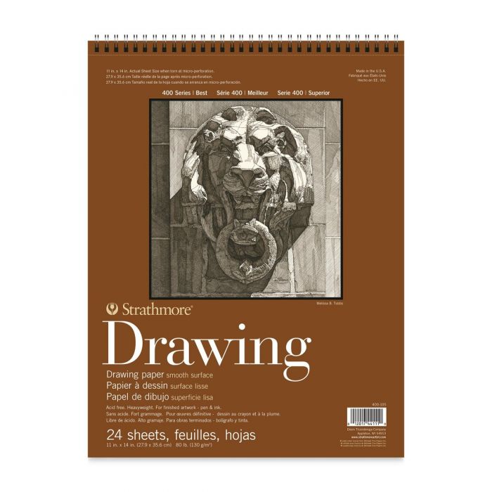 Strathmore бумага для рисунка и графики - Drawing Pad, серия 400, smooth, 24 листа, 28 x 36 см, 130 г/м (на спирали)