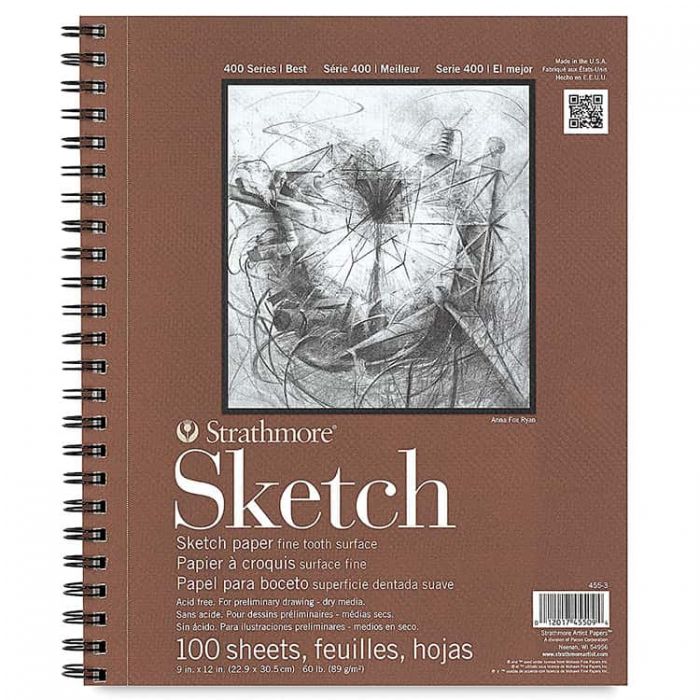 Strathmore бумага для скетчей - Sketch Pad, серия 400, фактура Fine Tooth, 100 листов, 23 x 31 см, 89 г/м (на спирали)