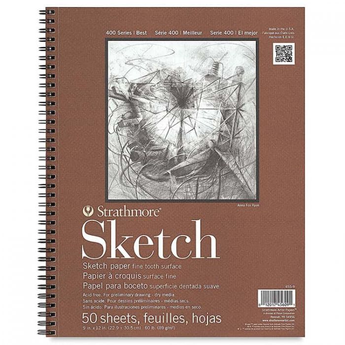 Strathmore бумага для скетчей - Sketch Pad, серия 400, фактура Fine Tooth, 50 листов, 23 x 31 см, 89 г/м (на спирали)