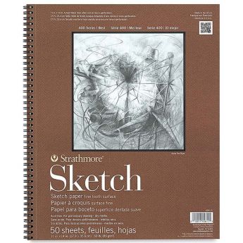 Strathmore бумага для скетчей - Sketch Pad, серия 400, фактура Fine Tooth, 50 листов, 28 x 36 см, 89 г/м (на спирали)