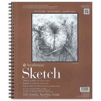 Strathmore бумага для скетчей - Sketch Pad, серия 400, фактура Fine Tooth, 100 листов, 28 x 36 см, 89 г/м (на спирали)