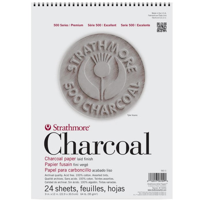 Strathmore бумага для угля - Charcoal Pad, серия 500, 24 листа, 23 x 31 см, 95 г/м, цвет ассорти, на спирали