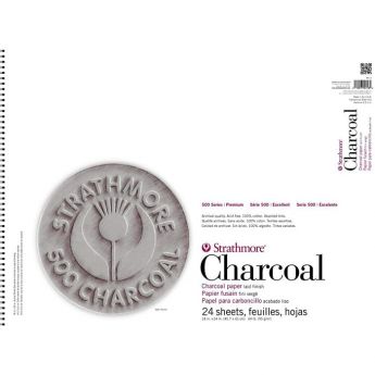 Strathmore бумага для угля - Charcoal Pad, серия 500, 24 листа, 46 x 61 см, 95 г/м, цвет ассорти, на спирали