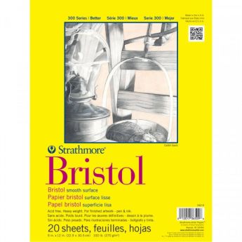 Профессиональная бумага для графики Strathmore BRISTOL серия 300: склейка 23 x 31 см, 270 г/м, Smooth, 20 листов