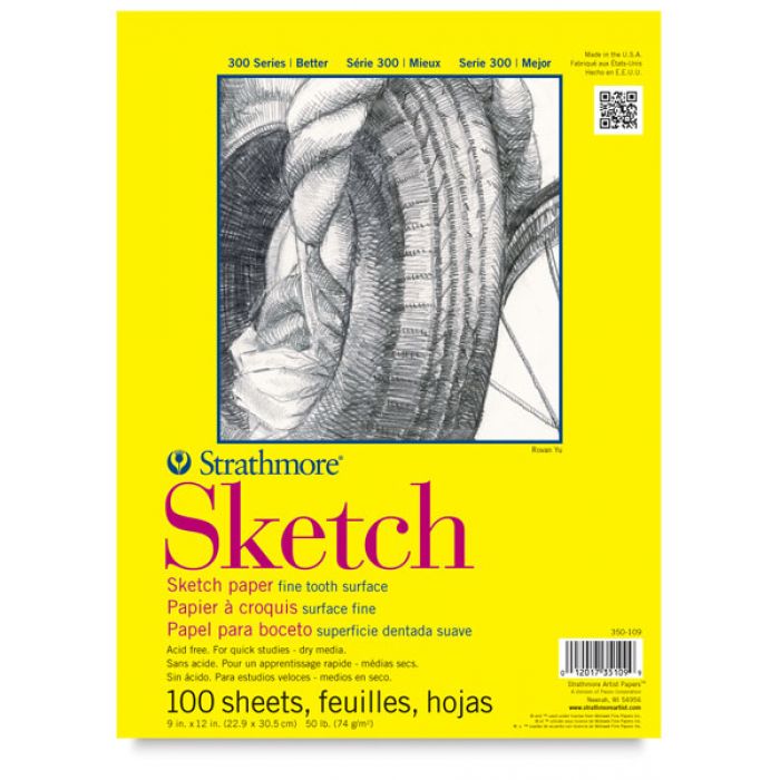 Strathmore бумага для скетчей - Sketch Pad, серия 300, medium, 100 листов, 23 x 31 см, 74 г/м (склейка)