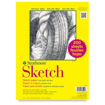 Strathmore бумага для скетчей - Sketch Pad, серия 300, medium, 200 листов, 23 x 31 см, 74 г/м