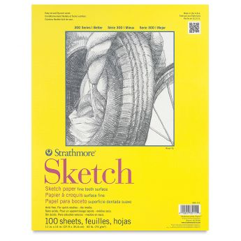 Strathmore бумага для скетчей - Sketch Pad, серия 300, medium, 100 листов, 28 x 36 см, 74 г/м (склейка)