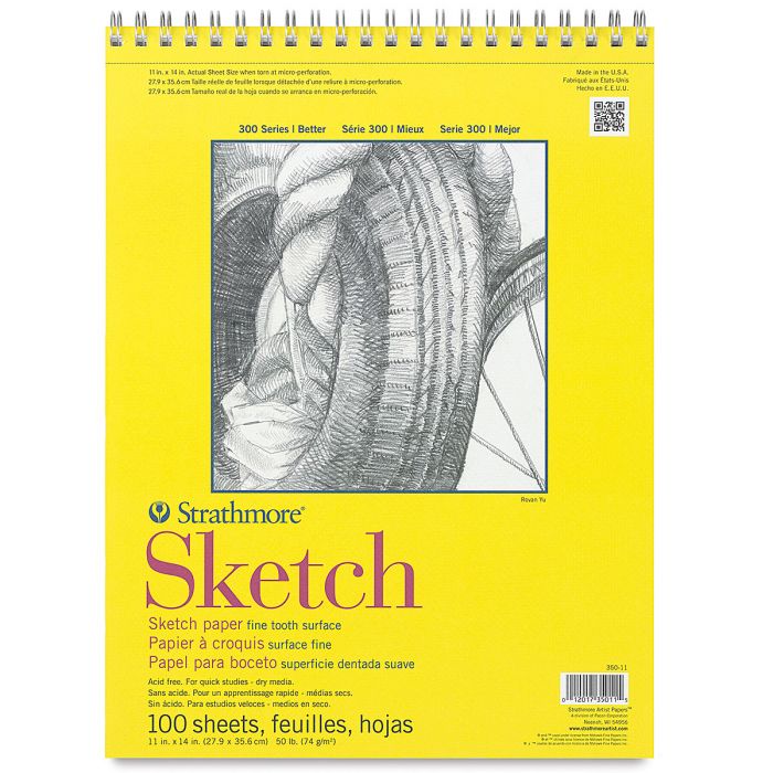 Strathmore бумага для скетчей - Sketch Pad, серия 300, medium, 100 листов, 28 x 36 см, 74 г/м (на спирали)