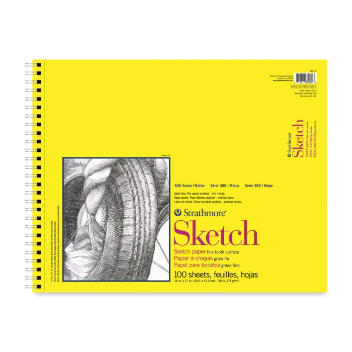 Strathmore бумага для скетчей - Sketch Pad, серия 300, medium, 100 листов, 36 x 43 см, 74 г/м (на спирали)