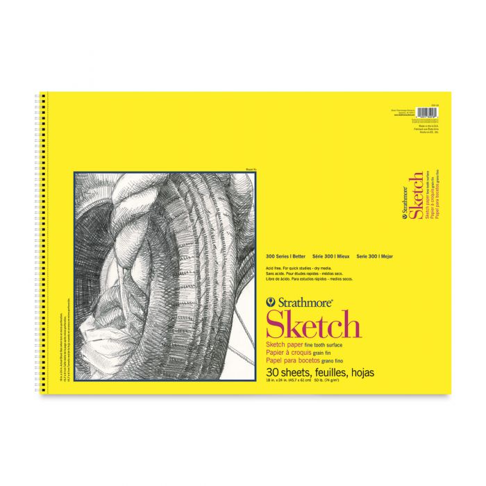 Strathmore бумага для скетчей - Sketch Pad, серия 300, medium, 30 листов, 46 x 61 см, 74 г/м (на спирали)