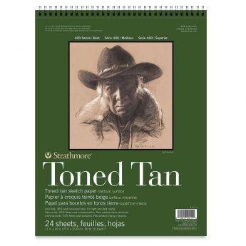 Strathmore тонированная бумага для рисунка и графики - Recycled Toned Tan, серия 400, 24 листа, 28 x 36 см, 118 г/м (на спирали)