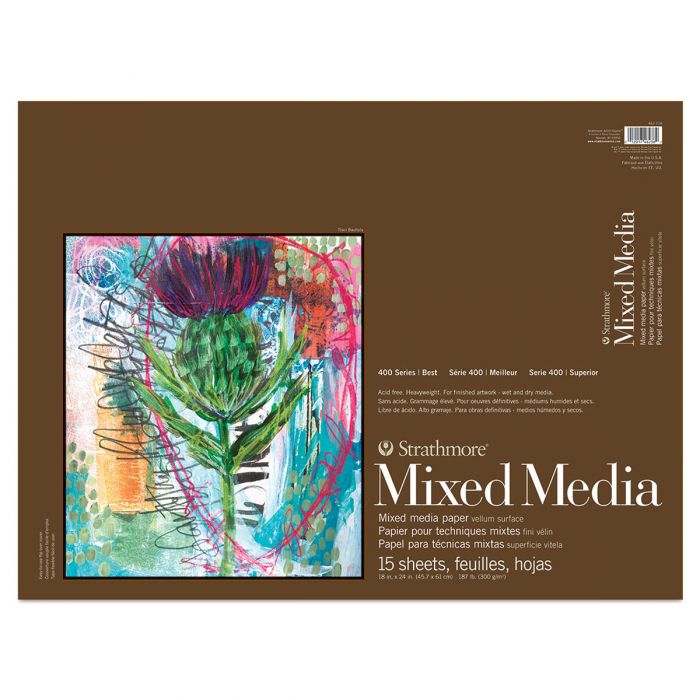 Strathmore бумага для смешанной техники - Mixed Media Pad, сер. 400, velum, 15 листов, 46 x 61 см, 300 г/м