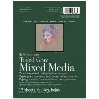 Strathmore бумага для смешанной техники - Toned Gray Mixed Media Pad, сер. 400, velum, 15 листов, 15 x 20 см, 300 г/м