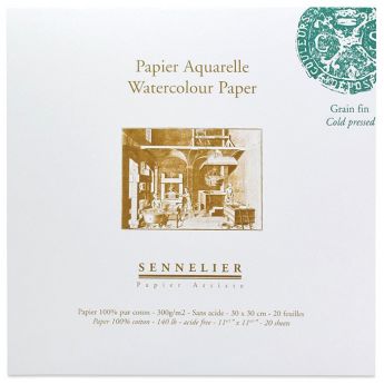 Бумага для акварели Sennelier блок 20 листов - 30 х 30 см. 100% хлопок Cold Pressed (среднее зерно) 300 г/м