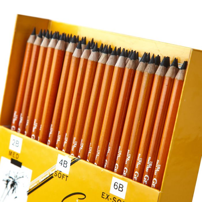 Угольные карандаши General (Дженерал) 2B Medium, 4B Soft, 6B Extra Soft, упаковка 72 шт.