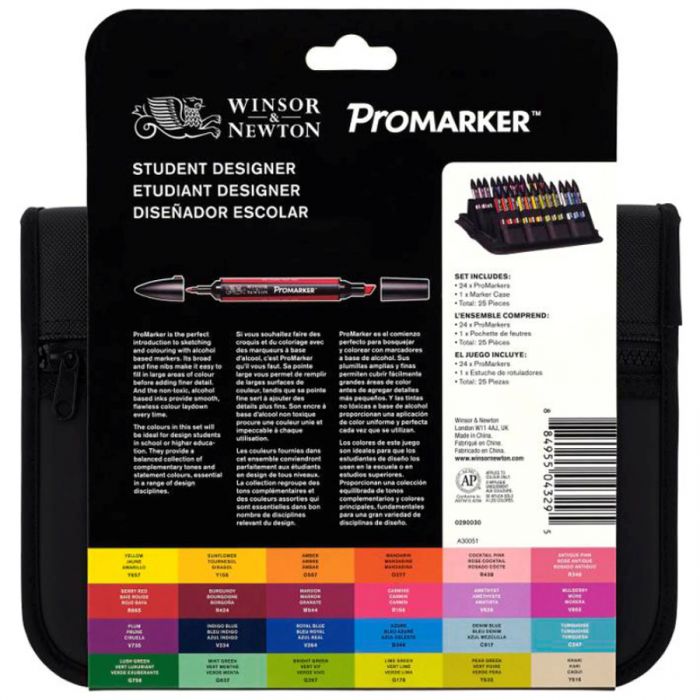Набор двухсторонних маркеров Winsor&Newton Promarker. 24 цвета