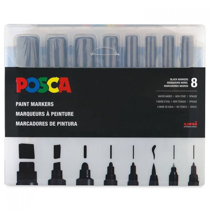 Uni Posca Paint Marker PC-1MR Black (черный) Ultra-Fine (ультра тонкий наконечник)  0.7 mm 