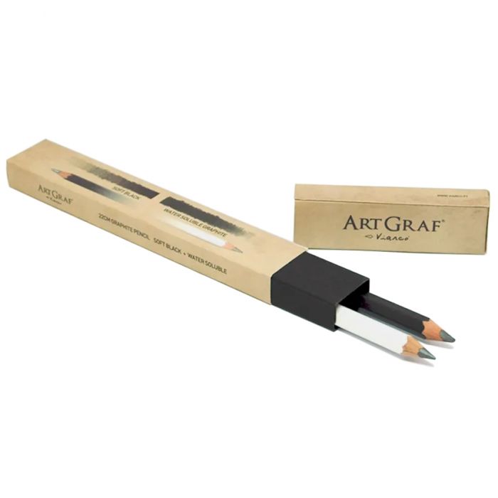 ArtGraf Twins box - два водорастворимых графитных карандаша от бренда Viarco в картонной коробке. Длина 22 см, твердость B и 2B