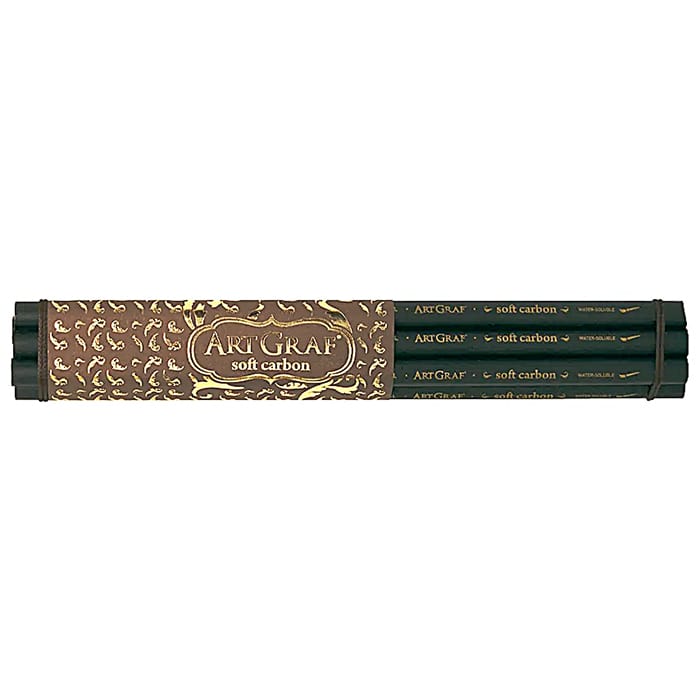 ArtGraf водорастворимый угольный карандаш Soft Carbon от бренда Viarco с винтажным дизайном. Упаковка 6 шт