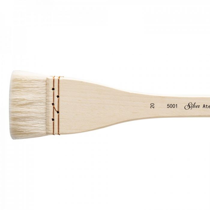Кисть для акварели Silver Brush Atelier Hake из шерсти козы 5001 плоская с длинной ручкой № 20