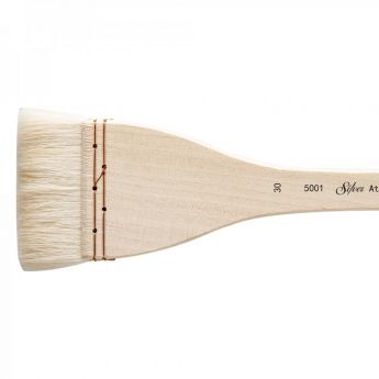 Кисть для акварели Silver Brush Atelier Hake из шерсти козы 5001 плоская с длинной ручкой № 30