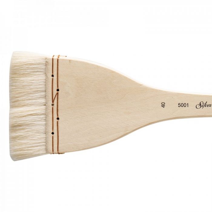 Кисть для акварели Silver Brush Atelier Hake из шерсти козы 5001 плоская с длинной ручкой № 40