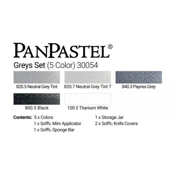PanPastel набор Greys Set (5 цветов), инструменты и коробка для хранения (30054)