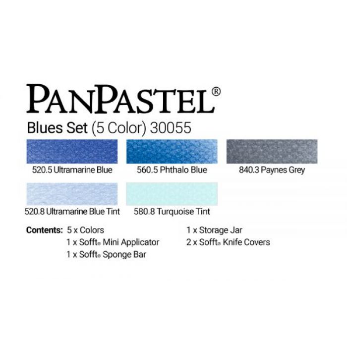PanPastel набор Blues Set (5 цветов), инструменты и коробка для хранения (30055)