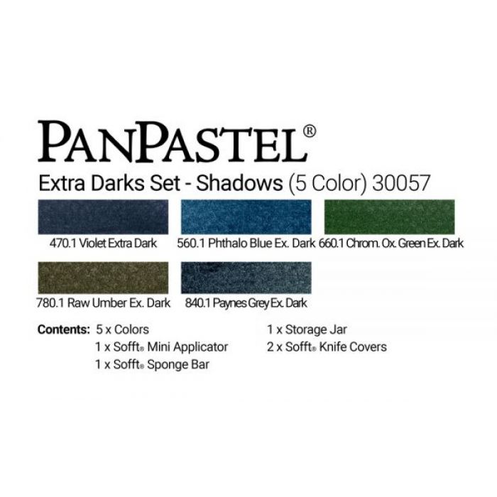 PanPastel набор Extra Dark Shades - Shadows set (5 цветов), инструменты и коробка для хранения (30057)