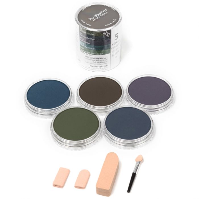 PanPastel набор Extra Dark Shades - Shadows set (5 цветов), инструменты и коробка для хранения (30057)