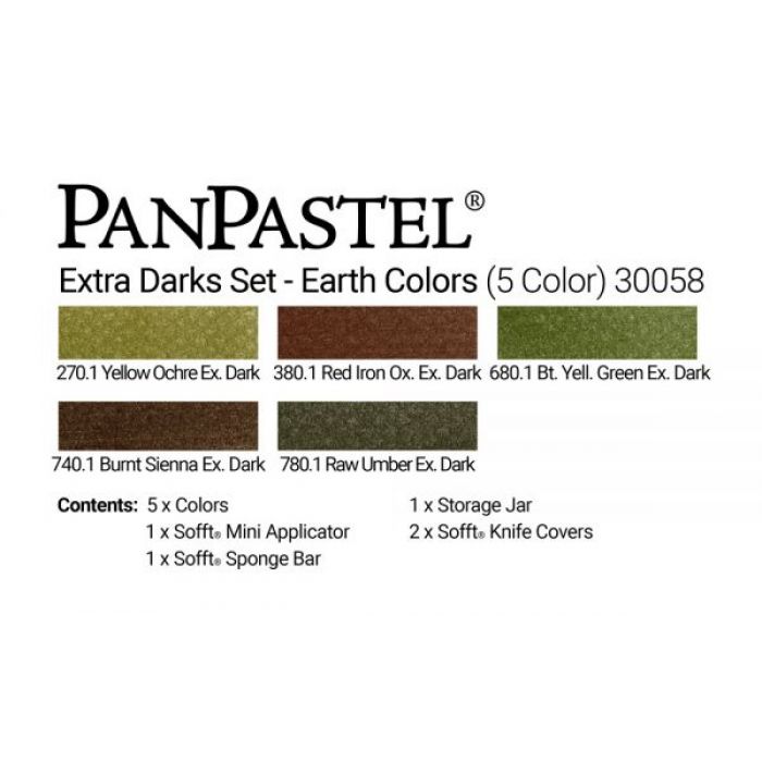 PanPastel набор Extra Dark Shades - Earth Colors set (5 цветов), инструменты и коробка для хранения (30058)