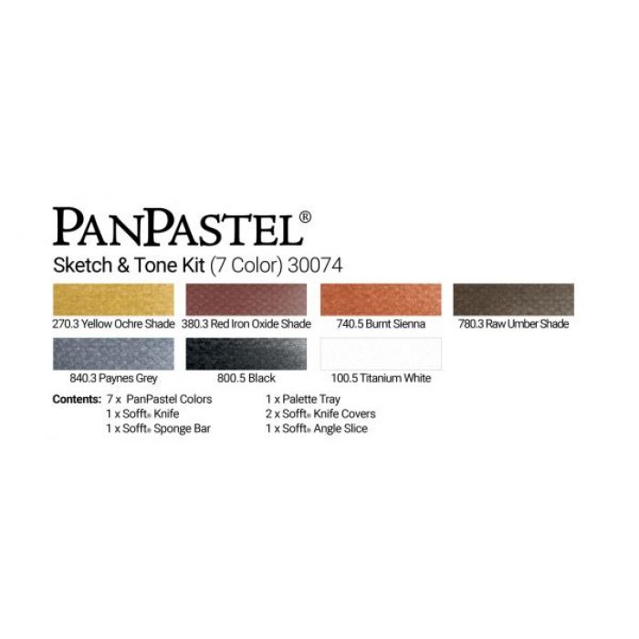 PanPastel набор Sketch & Tone kit (7 цветов), инструменты и палитра с крышкой (30074)