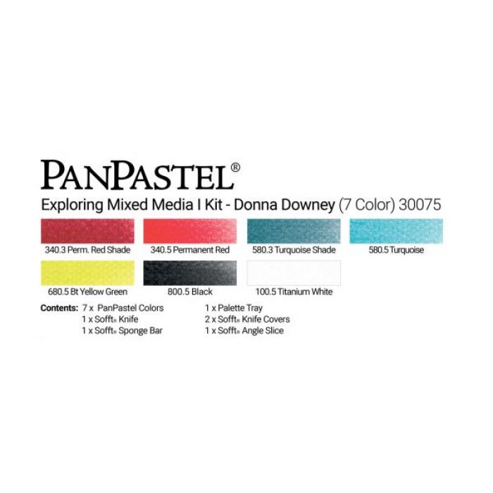 PanPastel набор Exploring Mixed Media 1 - Donna Downey kit (7 цветов), инструменты и палитра с крышкой (30075)