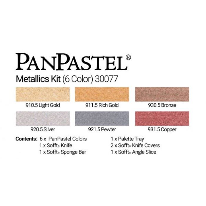 PanPastel набор Metallics kit (6 цветов), инструменты и палитра с крышкой (30077)