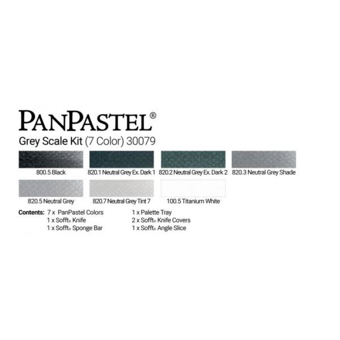 PanPastel набор GreyScale kit (7 цветов), инструменты и палитра с крышкой (30079)