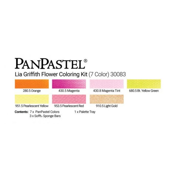 PanPastel набор Lia Griffith Flower Coloring kit (7 цветов), инструменты и палитра с крышкой (30083)